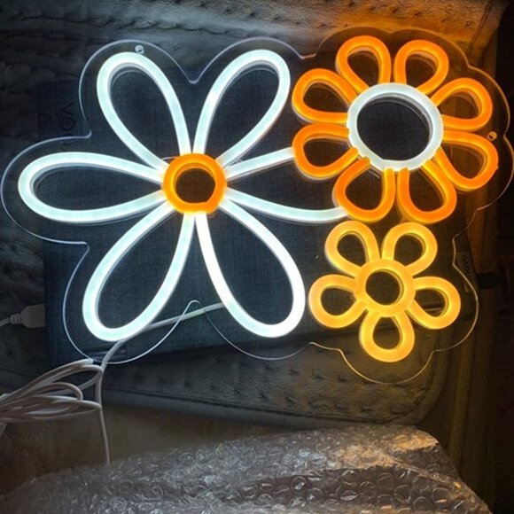 NEW Flower Sign for Bedroom Wall Decor LED Flower Neon Lights - Picture 8 of 9